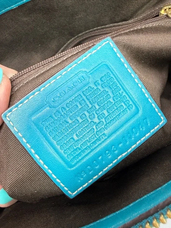 Coach Hampton Carry All Leather Satchel Handbag Turquoise Blue 11047-April 2007 - Picture 4 of 16